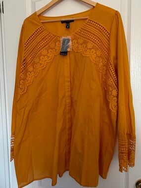 Love & Legend Mustard Crochet-Trim Tunic Top